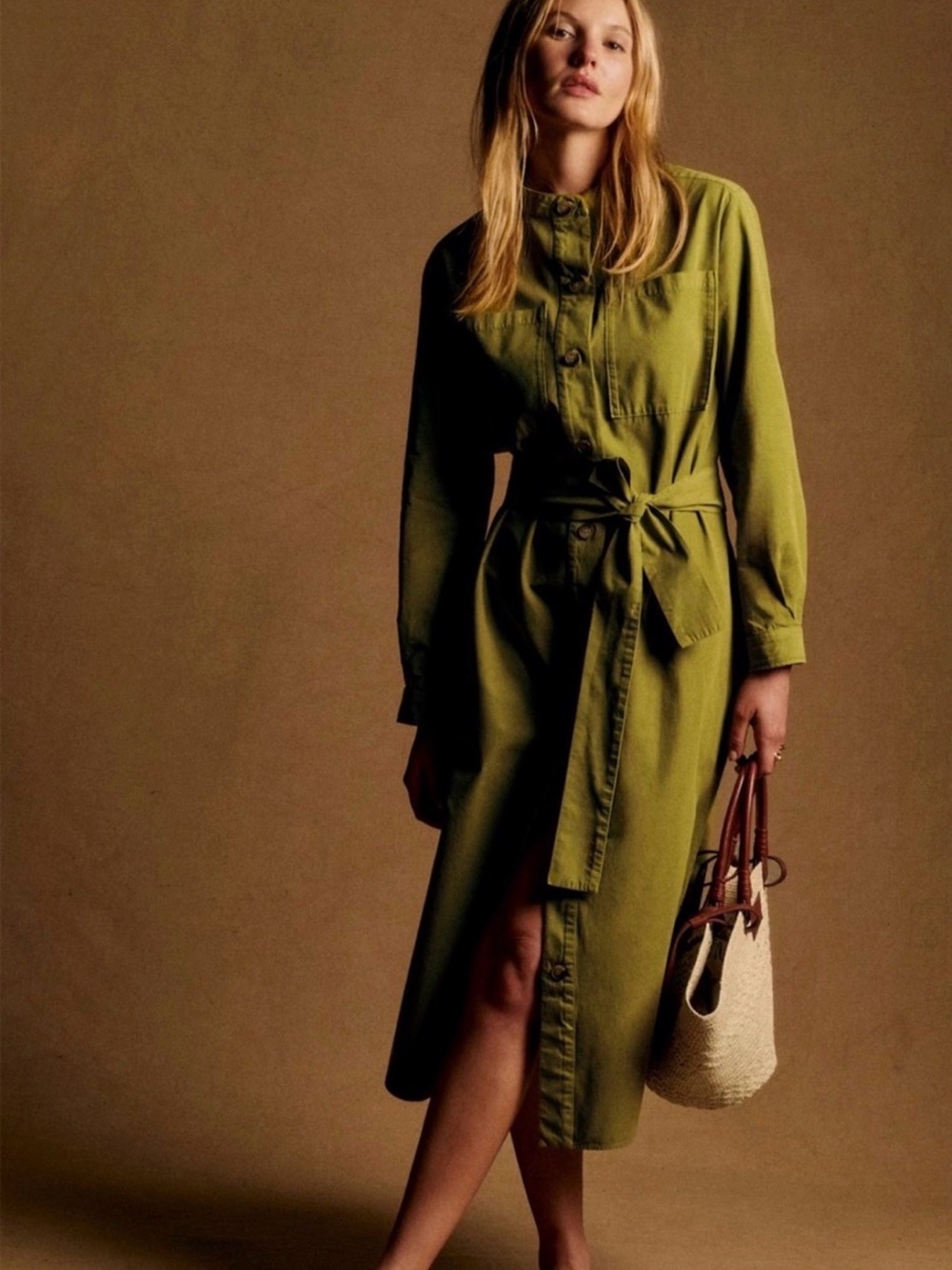 Sezane Belted Midi Dress